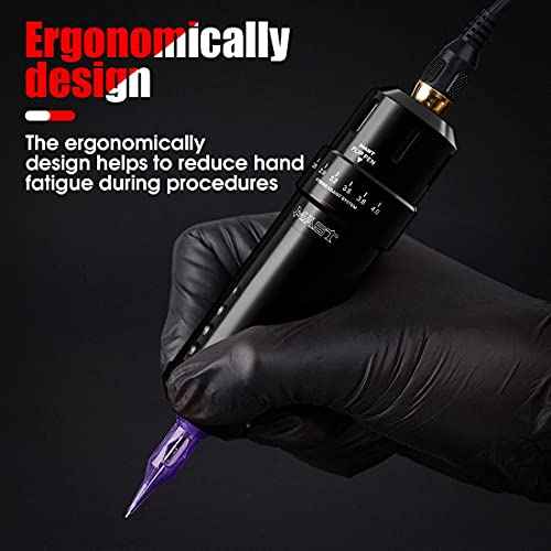 Mast Tattoo Flip Corded & Cordless Tattoo Gun Kit Rotary Tattoo Machine with 6 Strokes 2.6-4.0mm 2 Batteries 20 Needles Complete Tattoo Supplies for Beginner Home Practice & Artists