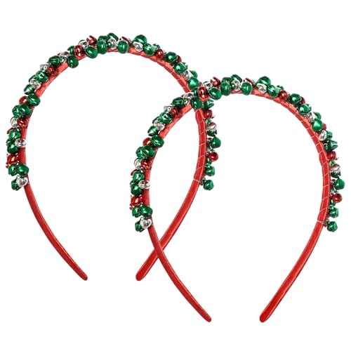 choyaxo 2 Pack Christmas Headbands Christmas Hair Accessories Red Green Bell Present Headband for Women Girls