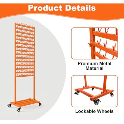 Metal Braiding Hair Rack 300 Pegs, Height Adjustable, Mobile Hair Holder Organizer with Wheels, 2 Sided Extension Separator Stand, Standing Storage for Stylists, Braiders, Salon, Beauty School