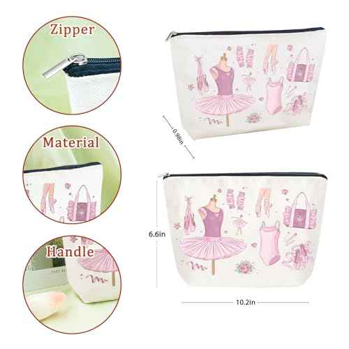 Dance Makeup Bag Ballet Accessories for Teen Girls Sister Teacher Gifts for Dancers Cosmetic Bags