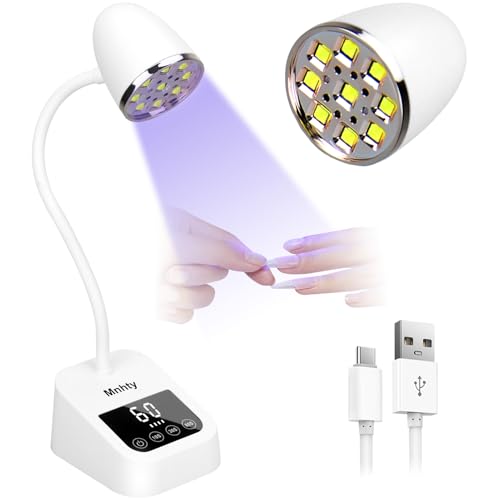 U V LED Nail Lamp, Goose Neck Flash Cure Lamp 27W Rechargeable Mini U V Light for Gel Nails, Cordless Flash Cure Light with 3 Timers&Sensor, Fast Curing Gooseneck Lamps for Gel X, Snow White