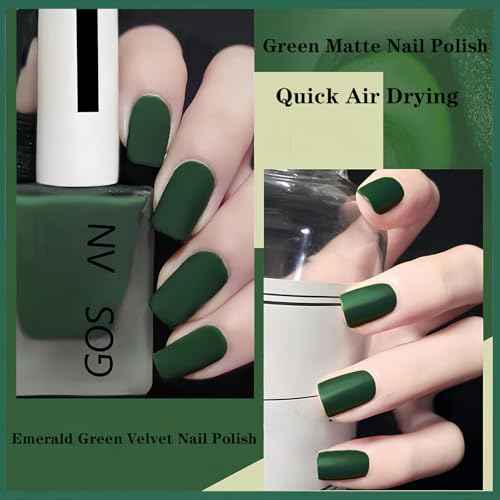 Velvet Cruelty Free Nail Polish - Dark & Matte Green Shades, Quick Dry Frosted Emerald Gel Finish