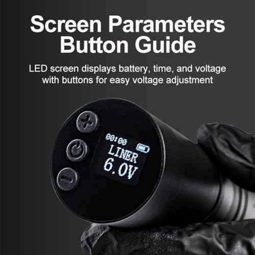 LONE Wireless Tattoo Pen Machine with 1700mAh Chargeable Battery,7 Adjustable Stroke Length Power Motor Tattoo Gun,Tattoo Rotary Machine with Extra Battery for All Cartridge Needles