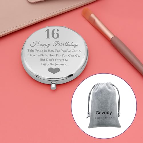 16th Birthday Gifts for Women Compact Makeup Mirror Personalized 16 Year Old Birthday Gift Ideas for Girls Granddaughter Daughter Niece Sister Best Friends Sixteen Gifts Sweet 16th Birthday Gifts