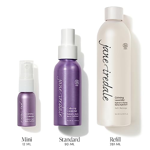 jane iredale Calming Lavender Hydration Spray, Natural Moisture-Locking Facial Mist Soothes Redness & Sets Makeup for a Natural Finish, Vegan, Gluten-Free