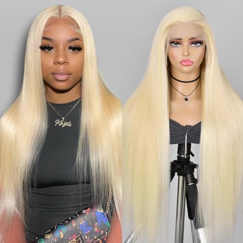 613 Lace Front Wig Human Hair 13x6 Transparent Lace Straight 613 HD Lace Frontal Wig Blonde Wig Human Hair Pre Plucked with Baby Hair 22 Inch 200 Density