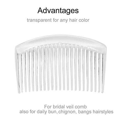 28 Pack Clear White Small Plastic Hair Side Comb With Long Teeth Hairpins Grips Barrettes Clamps Bows for Women Bridal Wedding Veil Decorative Headpiece French Twist Updo Bun Accessories