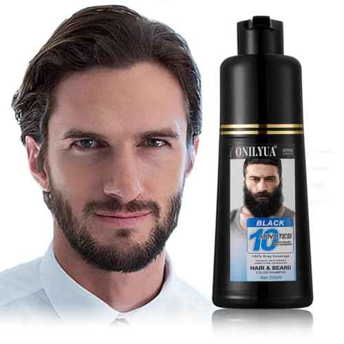 Men¡¯s Beard Dye Black in 10 Mins, Instant Beard Color for Men Gray Mustache & Beard Coverage, 3 in 1 Long Lasting Beard Dye Shampoo, Gifts for Men Dad, Quick & Easy to Use