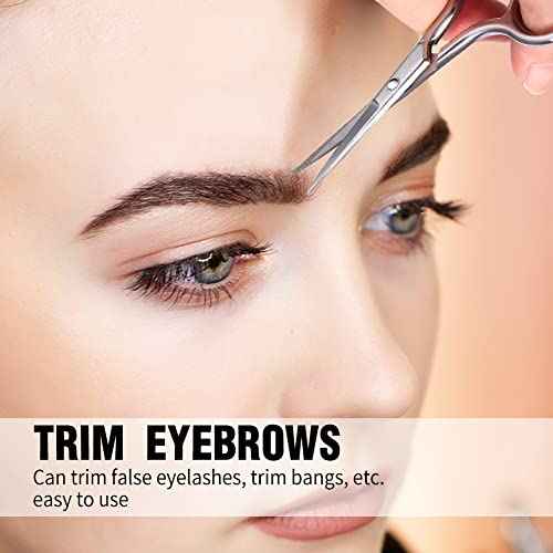 Eyebrow Scissors, Small Scissors for Hair, Eyebrows, Nose Hair, Beard, Eyelashes, Cuticle. Stainless Steel Fine Straight Tip Nose Hair Scissors