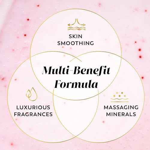 Olay Body Indulgent Mineral Scrub, Skin Exfoliating & Massaging Pearls, Nourishing Soft & Gentle Formula, Renewing BHA, Vitamin B3 Complex, Luxurious Fragrances, Wild Rose & Cherry Creme Scent, 11 oz