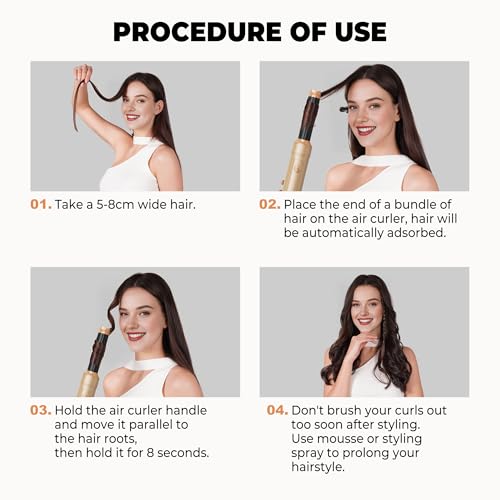 5 in 1 Blow Dryer Brush, Hair Dryer Brush Set Hair Styler Curling Wrap Air Curler, Negative Ion Curling Iron Hair Styling Tools, Hot Air Brush for Drying, Straight, Curl, Volumizing, Smoothing