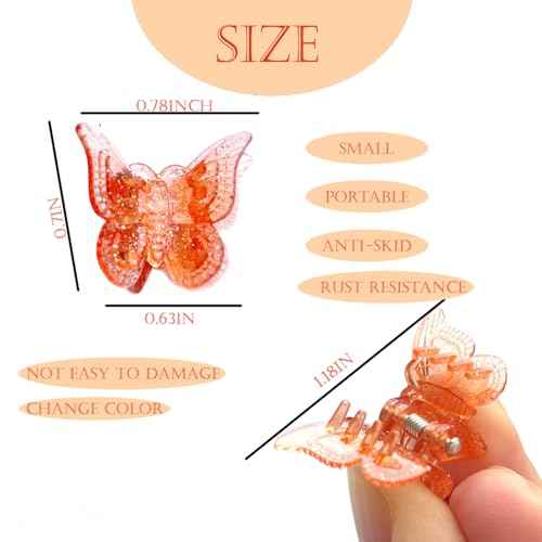 Mini Butterfly Hair Claw Clips, Glitter Hair Clips Claw,Small Hair Clips,Sparkly Colorful Hair Accessories for Girls and Women, Cute, Small, Tiny Clip, Set of 50