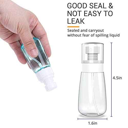 Pack 2 Small Spray Bottle Travel Size 2oz/60ml - Fine Mist Mini Empty Spray Bottles - Leak Proof - for Toners, Face & Hair Mist