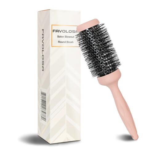 Unique Design Round Brush for Blow Drying, Professional 2.1 inch Round Barrel Brush With Ergonomic Handle for Styling, Curling and Straightening. Pain-Free. Christmas Stocking Stuffer Gift.