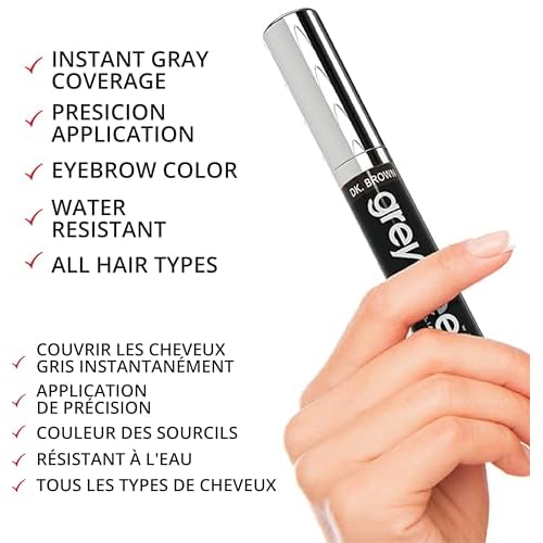 Root touch up hair mascara temporary cover conceal gray roots hair lines eyebrows mens mustache and beards Medium-Brown