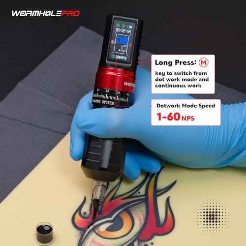 Aluminum Alloy Tattoo Gun with Adjustable Tattoo Pen Stroke, Tattoo Kit with Dotwork Mode, Memory Function, Complete Beginners Kit and Professional Tattoo Artists - Compact/Lightweight