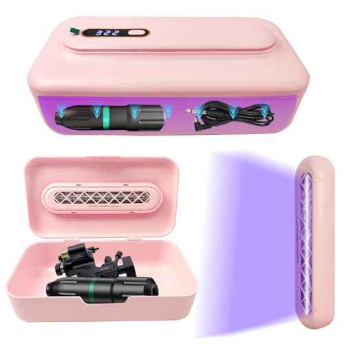 Pink Tattoo Tool Box - Light Design, One-Touch Start, Auto Timer Shutoff - Organizer and Storage for Tattoo Equipment