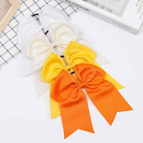 JOYOYO 20Pcs 8" Large Cheer Bows for Girls Ponytail Holder Grosgrain Ribbon Cheerleading Bows Elastic Hair Tie Bands for Baby Girls School College Teens Senior Cheerleader