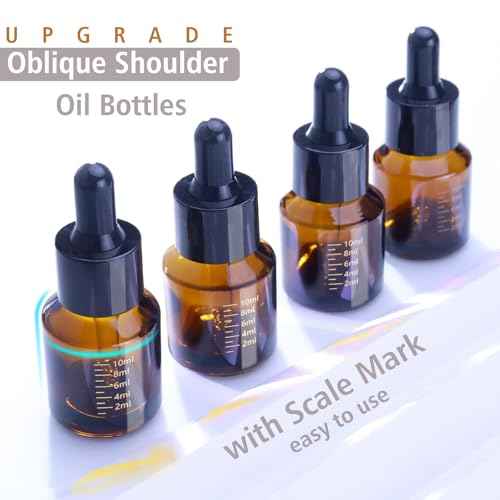 15ml Dropper Bottles with Measurement, Glass Essential Oil Jars Amber, 1/2 oz Bottles with Glass Eye Dropper for Essential Oil,Tincture