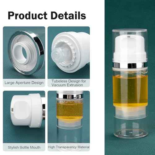 Airless Pump Bottles 3.4oz/100ml 3 Pack Lotion Dispenser Travel Pump Bottles for Toiletries Airless Cosmetic Pump Container Airless Pump Jar for Toiletries Shampoo Cream with Labels(Clear)