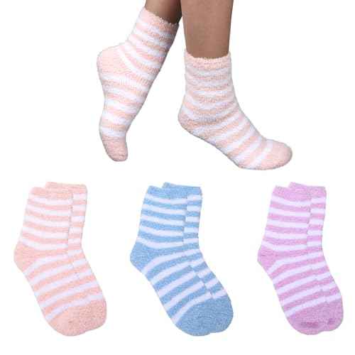 3 Pairs Aloe Socks, Aloe Infused Socks for Women, Fuzzy Moisturizing Socks, Spa Socks for Men, Lotion Socks Heel Socks for Dry Cracked Feet Women, Gel Socks Sleep Socks