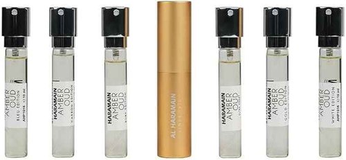 Al Haramain Discovery Collection - Amber Oud for Unisex Adult - 6 Pc Mini Gift Set 0.33oz Amber Oud,Perfume Atomiser