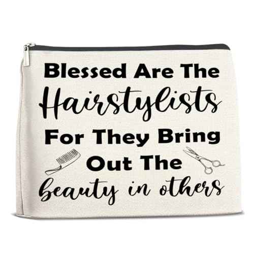 Hair Stylist Gifts for Women Cosmetic Bag - Hairstylist Gift Hairdresser Gifts Small Makeup Bag - Blessed Are the Hairstylists for They Bring Out the Beauty in Others Zipper Makeup Pouch (1Pcs)