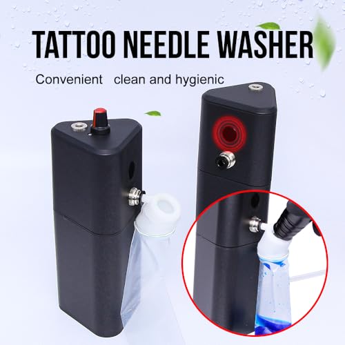 Tattoo Needle Cleaner Machine,Auto Sensor Flushing,Cleaning Tattoo Ink,With Magnetic Suction Function,Portable,to Clean Professional Cartridge Needle and Tip(Cordless Version) (BLACK)