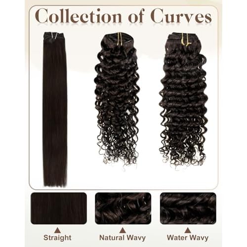 Hetto Curly Clip in Hair Extensions Human Hair 18inch 120g 7pcs #2 Darkest Brown Curly Clip in Human Hair Extensions Natural Wavy Clips in Extension Human Hair