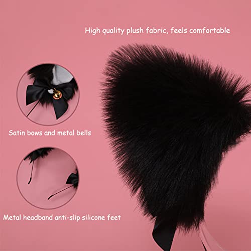 Black Cat Ears Headband Women Ears Costume Kitty Ears Headband for Cosplay Halloween Christmas Party Daily Decoration