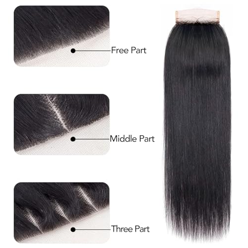 4x4 Lace Closure Hd Transparent Straight Frontal Closure 12A Virgin Remy Human Hair Pre Plucked 16 Inch Natural Black Color