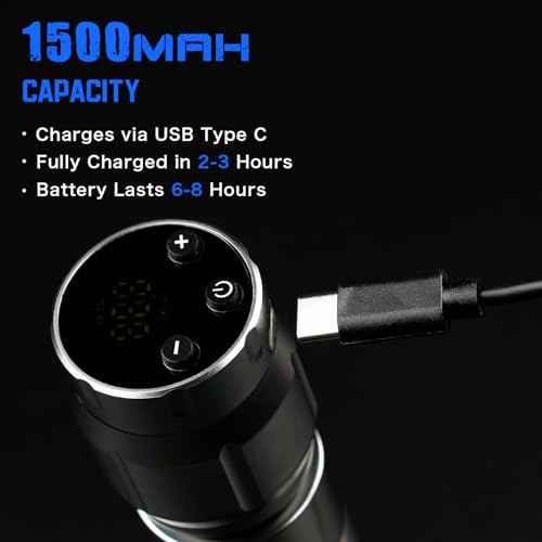 Dragoart MC-W1 Tattoo Battery Pack 1500mAh, 4-12v RCA Tattoo Battery for Tattoo Gun, Rechargeable USB LED Digital Screen, Tattoo Power Supply for Tattoo Machine Wireless Tattoo Pen, Black