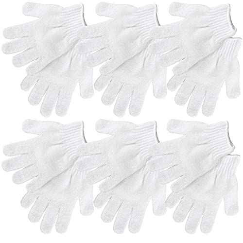 ForPro Professional Collection Premium Exfoliating Gloves for Cosmetic Application and Product Removal, One Size Fits Most, White, 6 Pairs