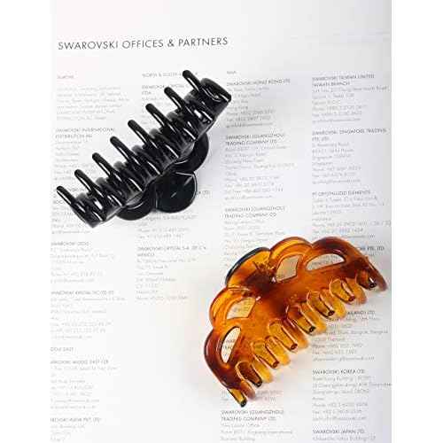 Medium Hair Claw Clips for Women Fine Hair Plastic Claw Clamps Clips in Set (Arc-Black+Brownish Red-M)