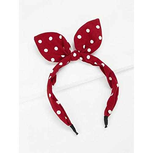Huachi Bow Headbands for Girls Women Red Polka Dot Headwrap Cute Turban Hair Hoop Knotted with Bunny Ears Vintage Hair Accessories