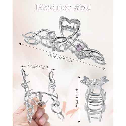 3 PCS Metal Hair Claw Clips Rhinestone Large Hair Clips Strong Hold Non-Slip Hair Barrette for Thick and Thin Hair£¨Wave£©
