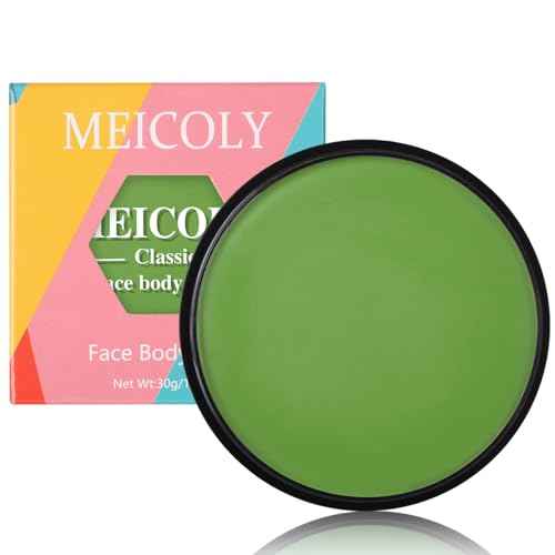 MEICOLY Light Green Face Body Paint for SFX Witch Cosplay Halloween Makeup,Elphaba Green Face Paint,Face Painting for Adults Kids,Hunting Hulk Gamora Body Paint,St Patricks Day Accessories