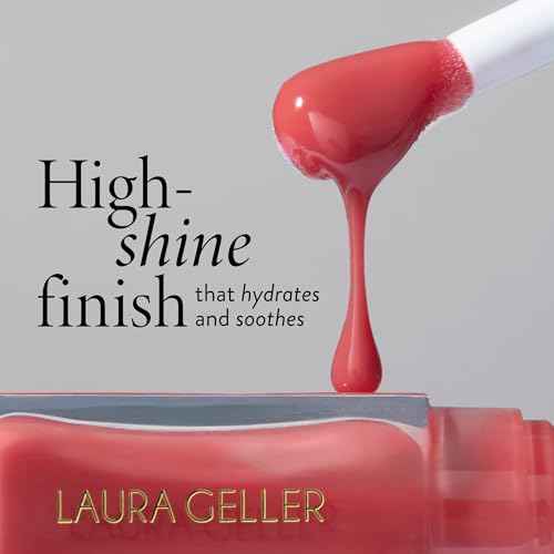 LAURA GELLER NEW YORK Fine Shine Glossy Lip Oil, Glass Half Full - Hydrating Squalane - Clear Lip Gloss