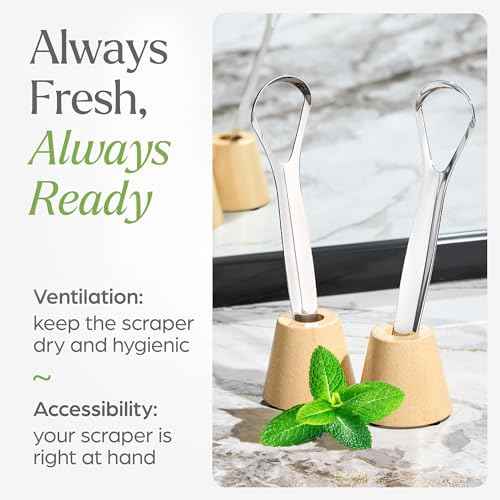 Tongue Scraper for Adults with Holder (2 Pack) - Metal Tongue Scraper for Tongue Cleaning and Reducing Bad Breath - Stainless Steel Tongue Scraper for Adults, Tongue Cleaner for Adults