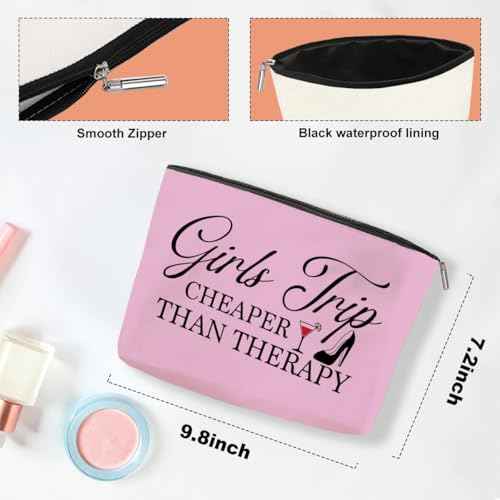 3PCS Girls Trip Cosmetic Bag, Fashion Pattern, Waterproof Linen, Zipper Closure, Perfect for Makeup, Toiletry, Travel, Skin Care, Women's Gift