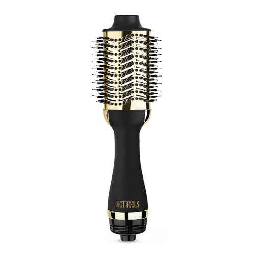 HOT TOOLS 24K Gold Blow Dryer Brush - Hot Air Brush for Salon-Worthy Volume in One Step - Volumizer with 24K Gold Technology for Fast Styling & Long-Lasting Results