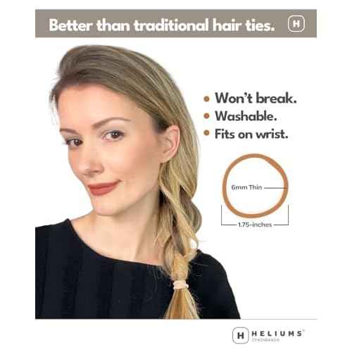 Heliums Thin Seamless Hair Ties - Dark Brown - 6mm Nylon No Damage Ponytail Holders, 1.75 Inch, Medium Hold for Thin to Normal Hair - 18 Pack