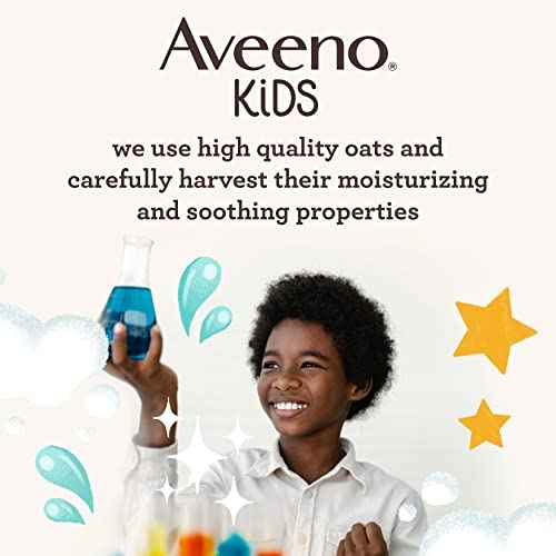 Aveeno Kids Face & Body Wash for Sensitive Skin, Oat Extract, Tear-Free, Non-Drying, Light Scent, Pump Dispenser, Hypoallergenic, Phthalate, Sulfate & Dye Free, 18 fl oz