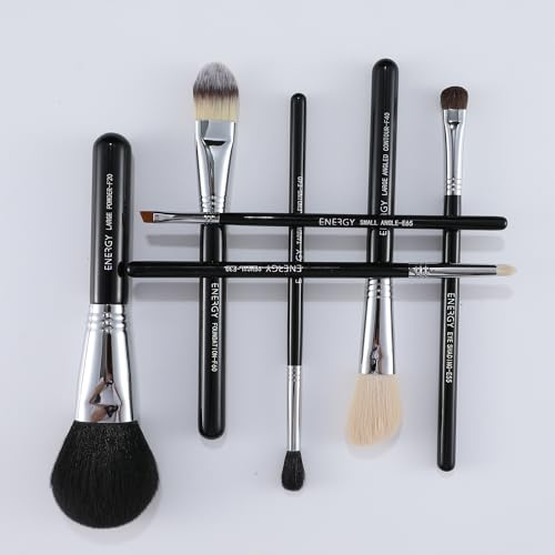 ENERGY Makeup Brush Set 7PCS Premium Synthetic Foundation Powder Bronzer Blush Contour Highlighter Eye Shadows Concealer Eyebrow Blending Makeup Brushes with Travel Case