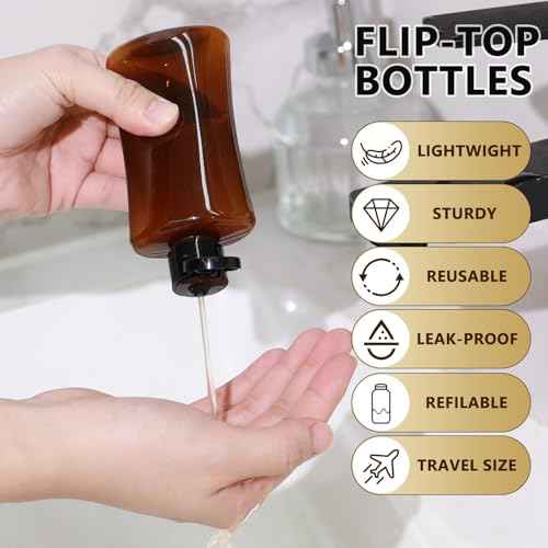 Domensi 36 Pcs 3.4 oz Travel Bottles Bulk Plastic Squeeze Lotion Bottles with Flip Cap Small Portable Travel Leak Proof Refillable Empty Cosmetic Container for Toiletries Liquid Shampoo(Amber)