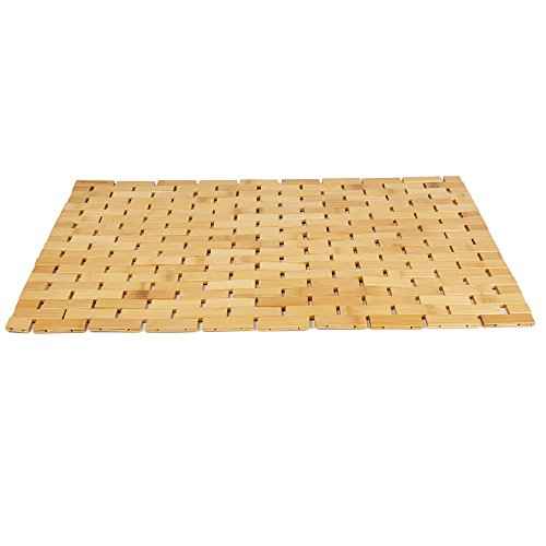 Mind Reader Bath Mat, Shower Mat, Bathtub Mat, Bathroom Accessory, Wood, Rayon from Bamboo, 23.5"L x 16.5"W x 0.4"H, Brown