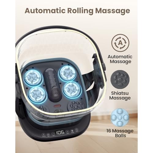 Puboo Collapsible Foot Spa Bath Massager with Heat, 95-115¡ÆF Precise Temp Control, Motorized Massage Rollers & Acupressure, Heated Foot Bath Soak Tub, Fits US Men¡¯s Size 11, Gift for Christmas