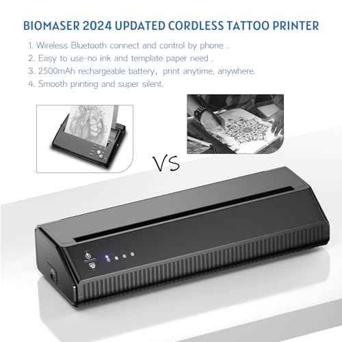 BIOMASER Tattoo Printer Wireless Tattoo Stencil Printer for Tattooing Tattoo Transfer Stencil Machine with 10pcs Transfer Paper, for Artists, Thermal Copier Compatible with Smartphone and Tablet