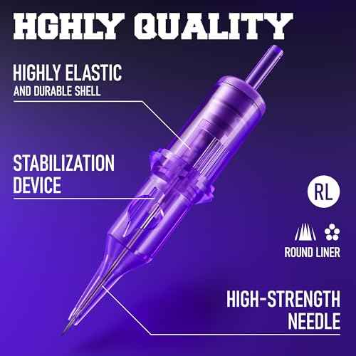 1203RL Disposable Tattoo Cartridge Needles 20Pcs #12 Standard 0.35mm 3 Round Liner Long Taper Size with Membrane Safety Cartridges for Beginners and Professional Tattoo Artists