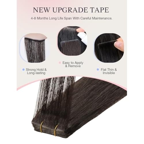 DOORES Invisi Edge Tape in Hair Extensions, Light Dark Brown 10 Injection Tape-ins with 10 Injection Tape-ins 50g 22 Inch, Injected Invisible Tape in Virgin Human Hair